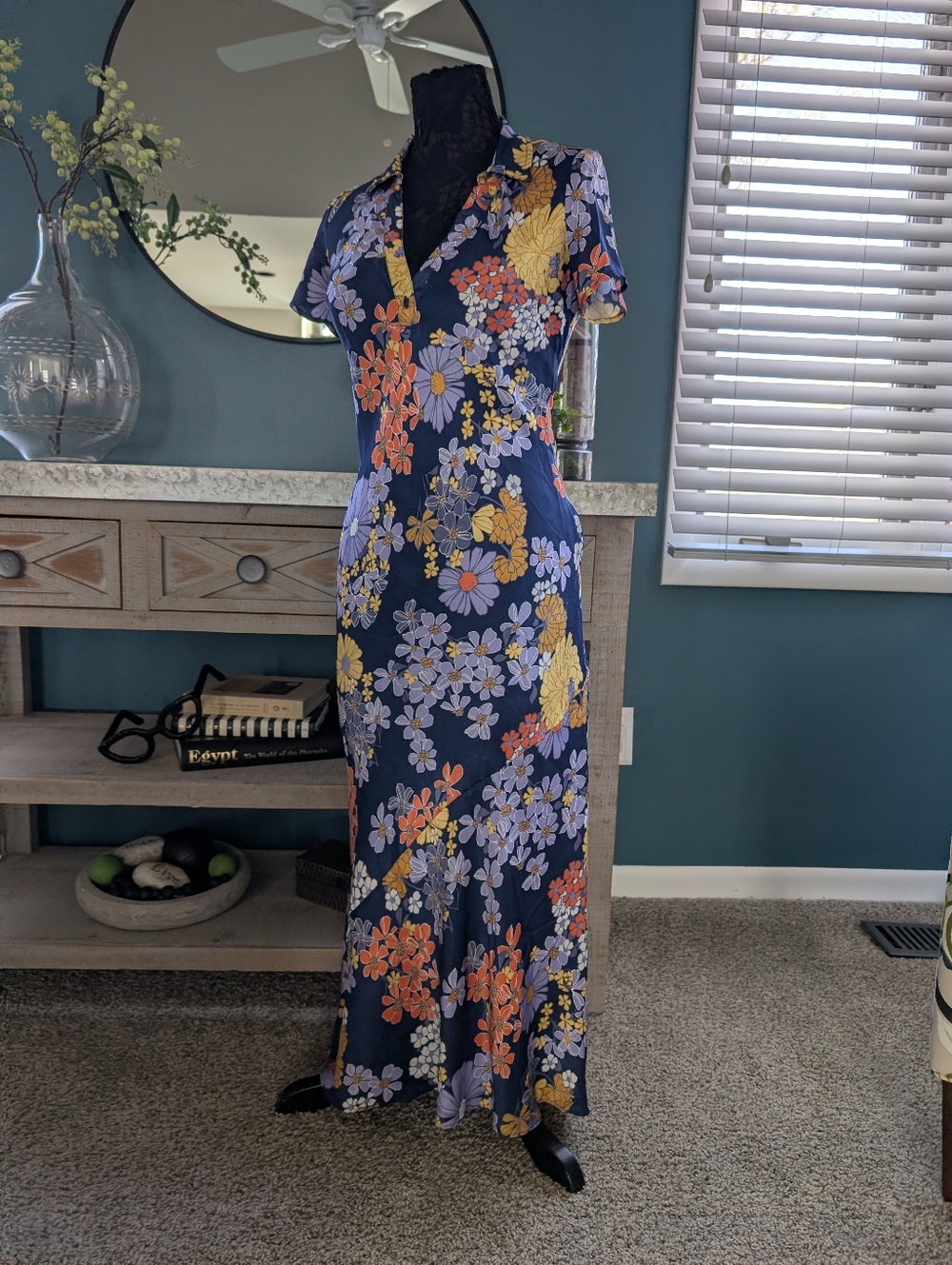 J. Crew Navy Floral Maxi Dress
